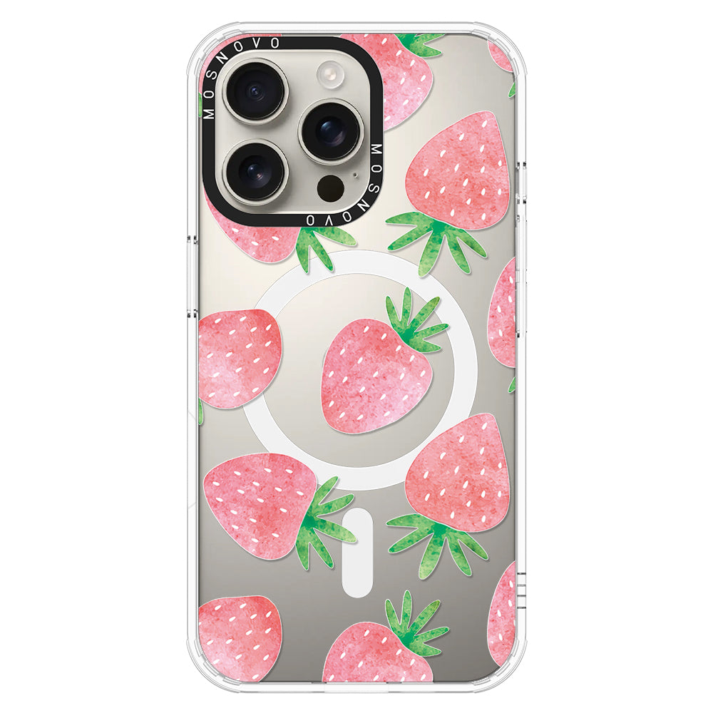 Pastel Strawberry Phone Case - iPhone 16 Pro Max Case - MOSNOVO