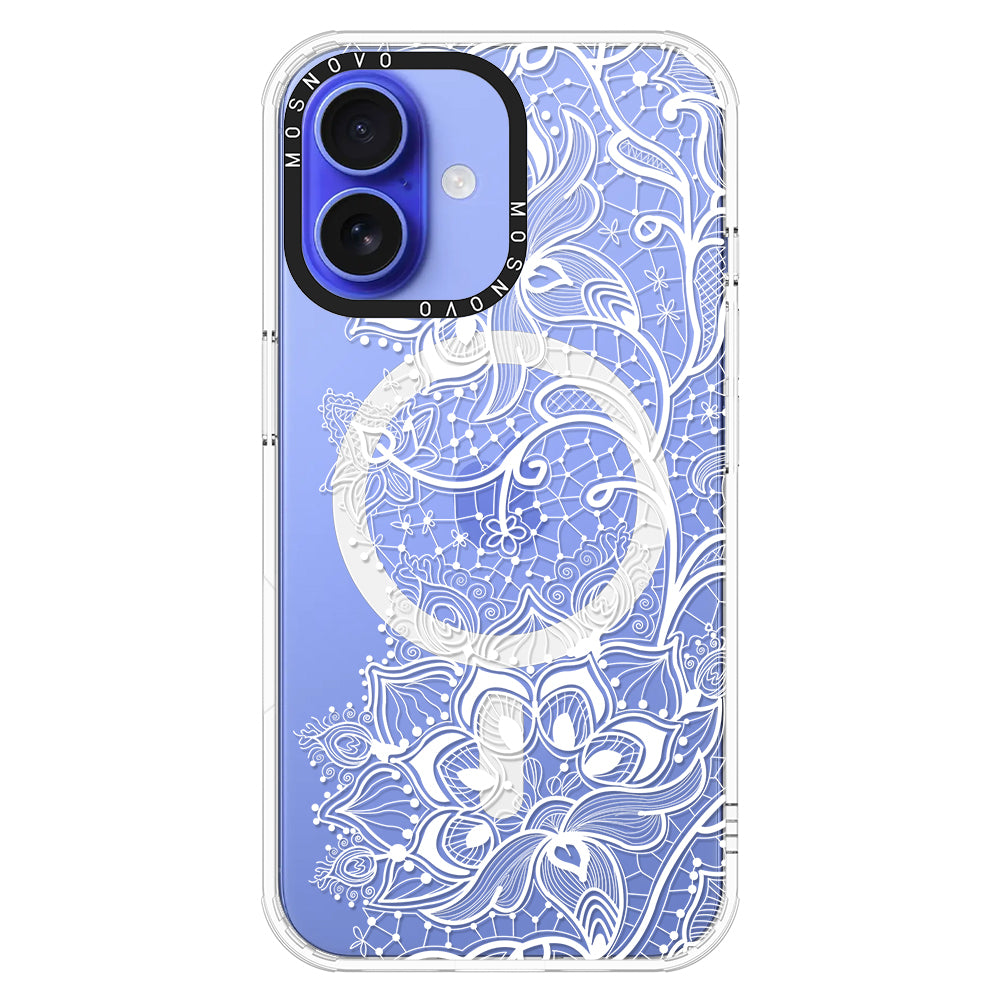 White Lotus Henna Phone Case - iPhone 16 Plus Case - MOSNOVO