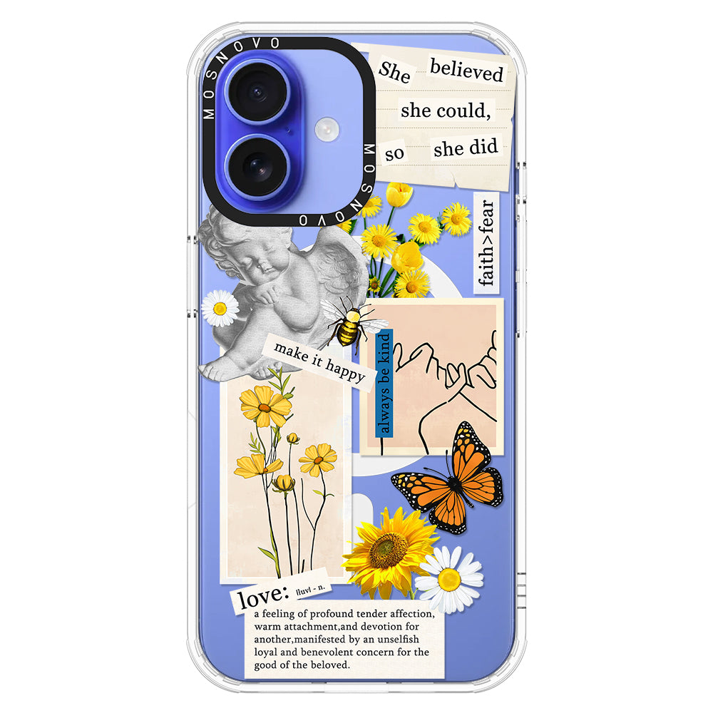 Vintage Collage Sunflower Butterfly Phone Case - iPhone 16 Plus Case - MOSNOVO