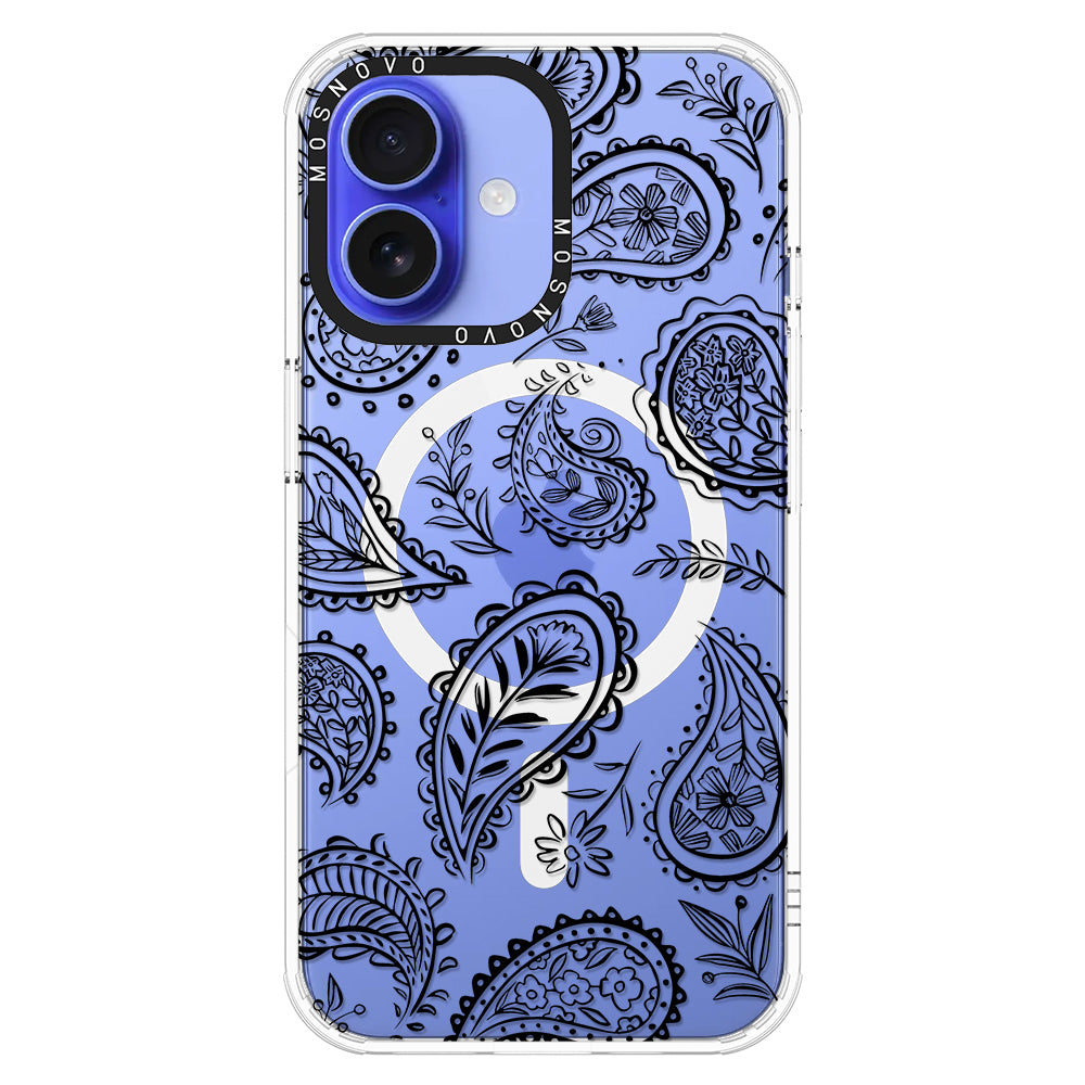 Black Paisley Phone Case - iPhone 16 Case - MOSNOVO