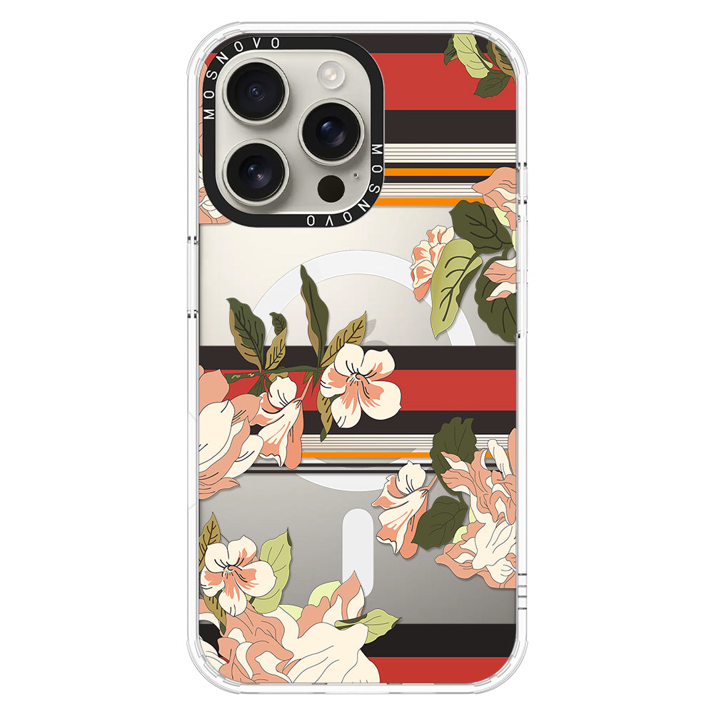 Classic Stripe Floral Phone Case - iPhone 16 Pro Max Case - MOSNOVO