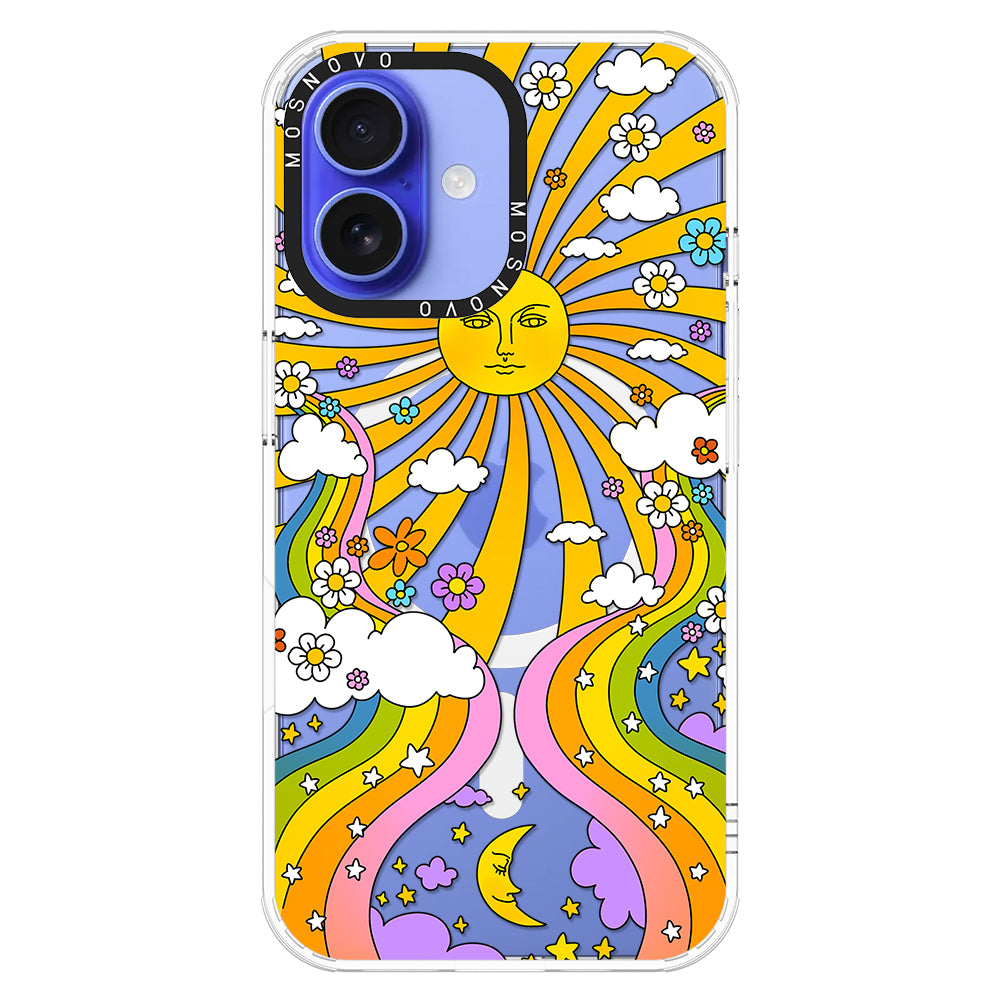 Rainbow Sun and Moon Phone Case - iPhone 16 Plus Case - MOSNOVO