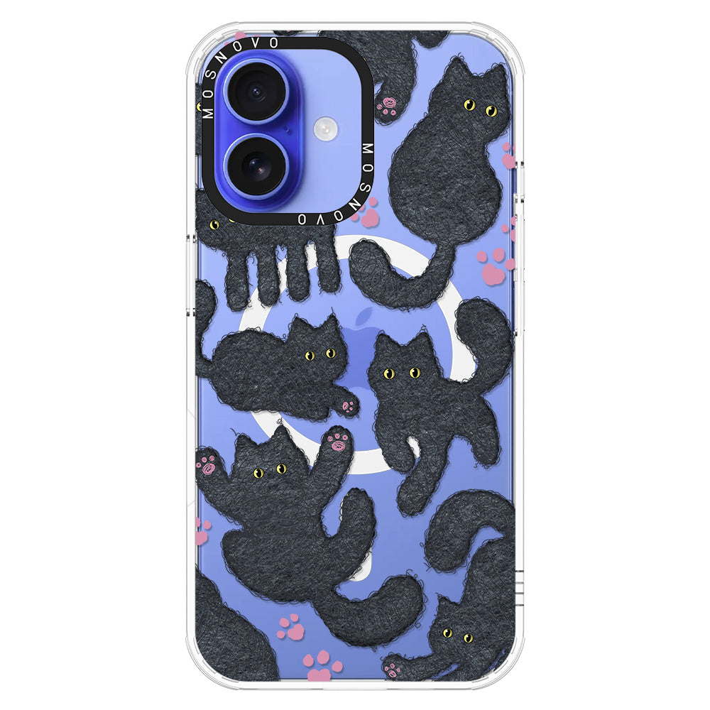 Black Furry Cat Phone Case - iPhone 16 Plus Case