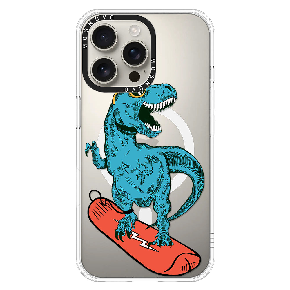 Surfing Dinosaur Phone Case - iPhone 16 Pro Max Case - MOSNOVO