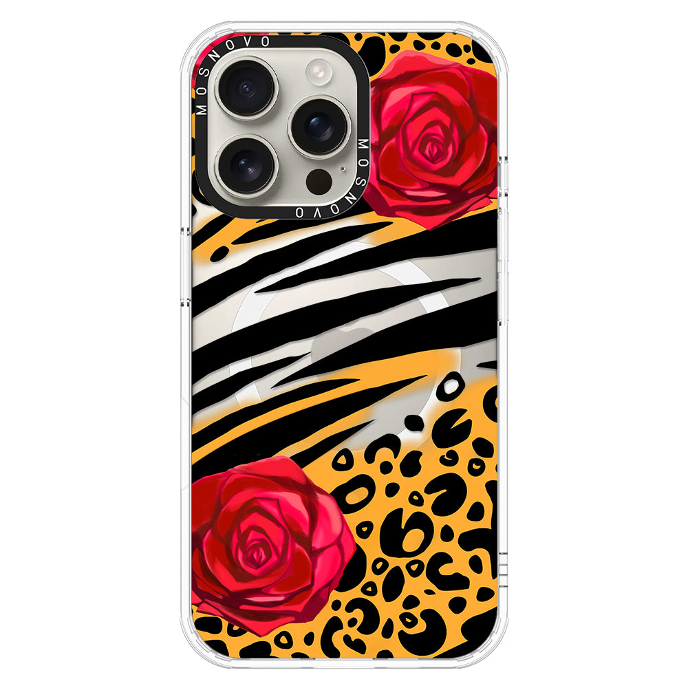 Wild Floral Leopard Phone Case - iPhone 16 Pro Max Case - MOSNOVO