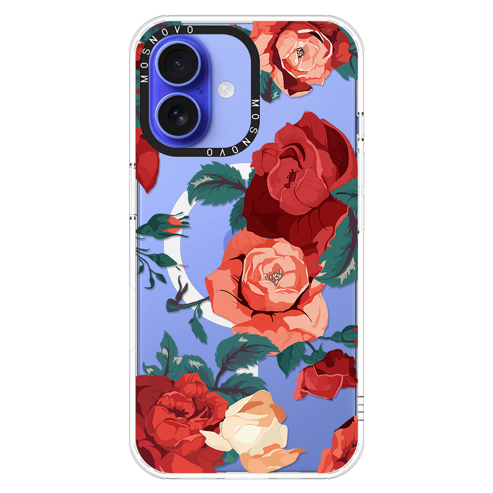 Vintage Red Rose Phone Case - iPhone 16 Case - MOSNOVO