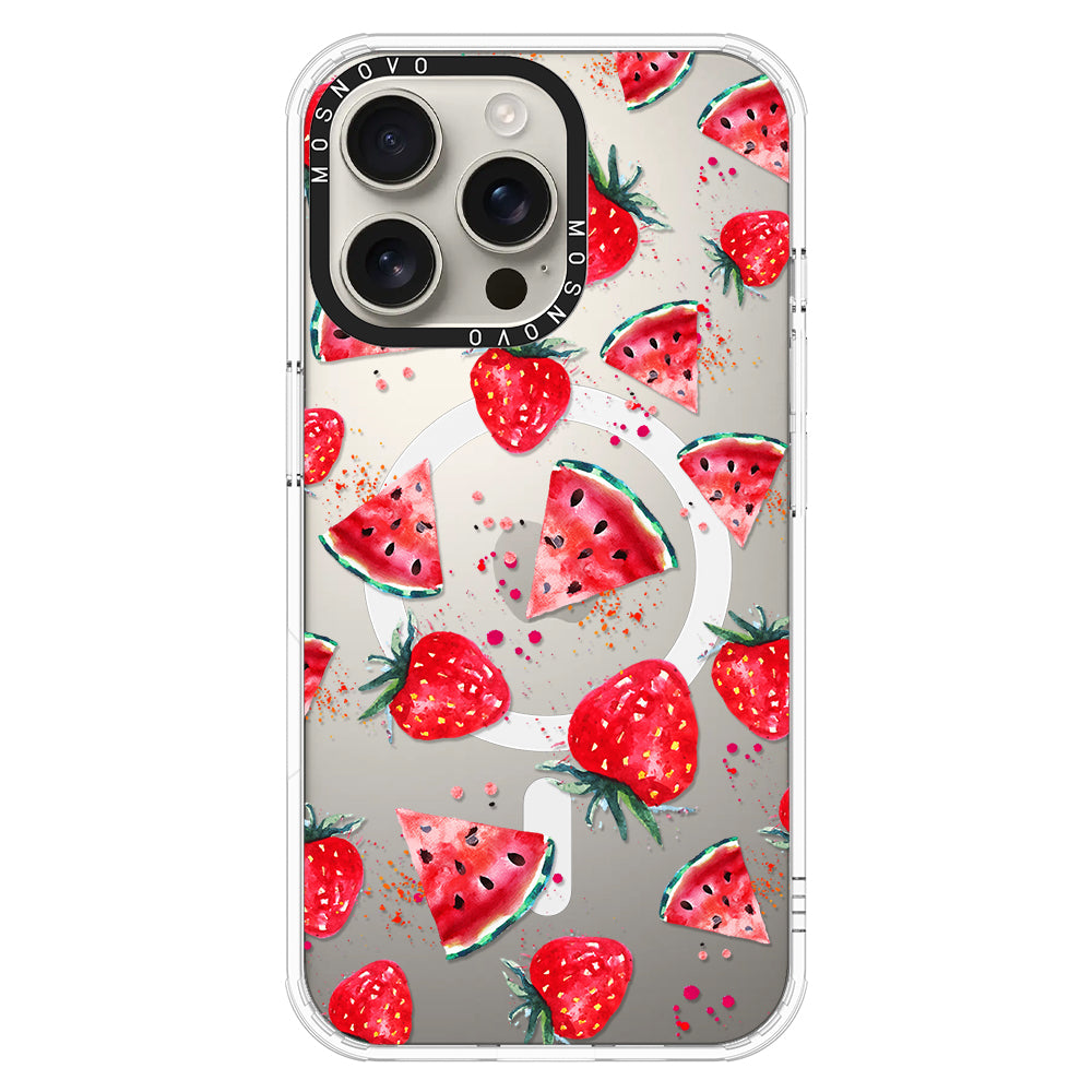 Watermelon and Strawberry Phone Case - iPhone 16 Pro Max Case - MOSNOVO