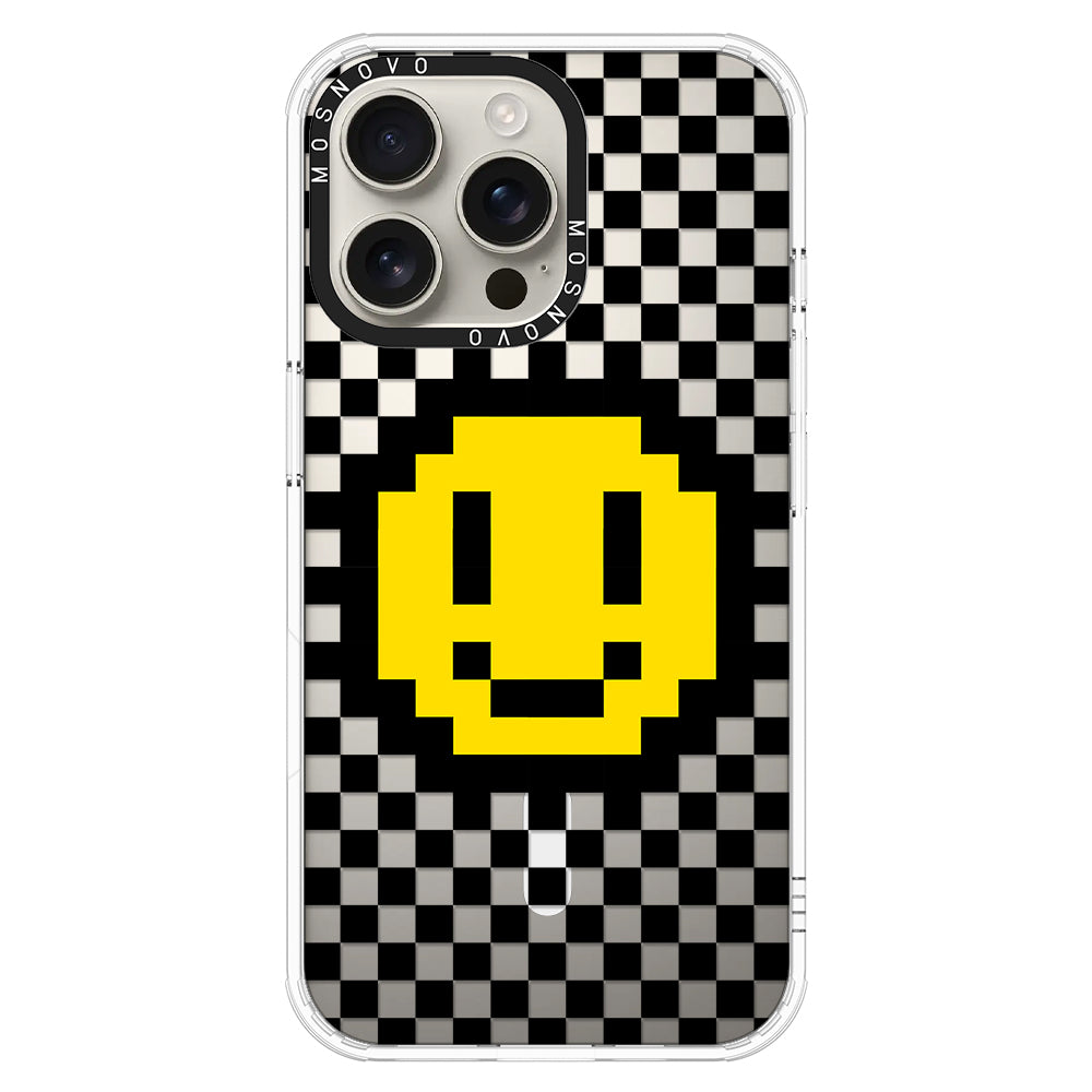 Smile Checkered Phone Case - iPhone 16 Pro Max Case - MOSNOVO