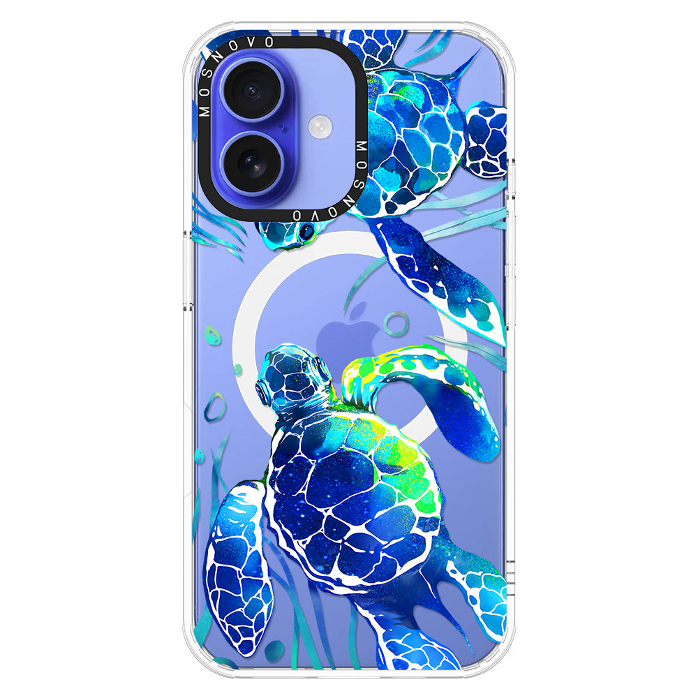 Blue Sea Turtle Phone Case - iPhone 16 Plus Case - MOSNOVO