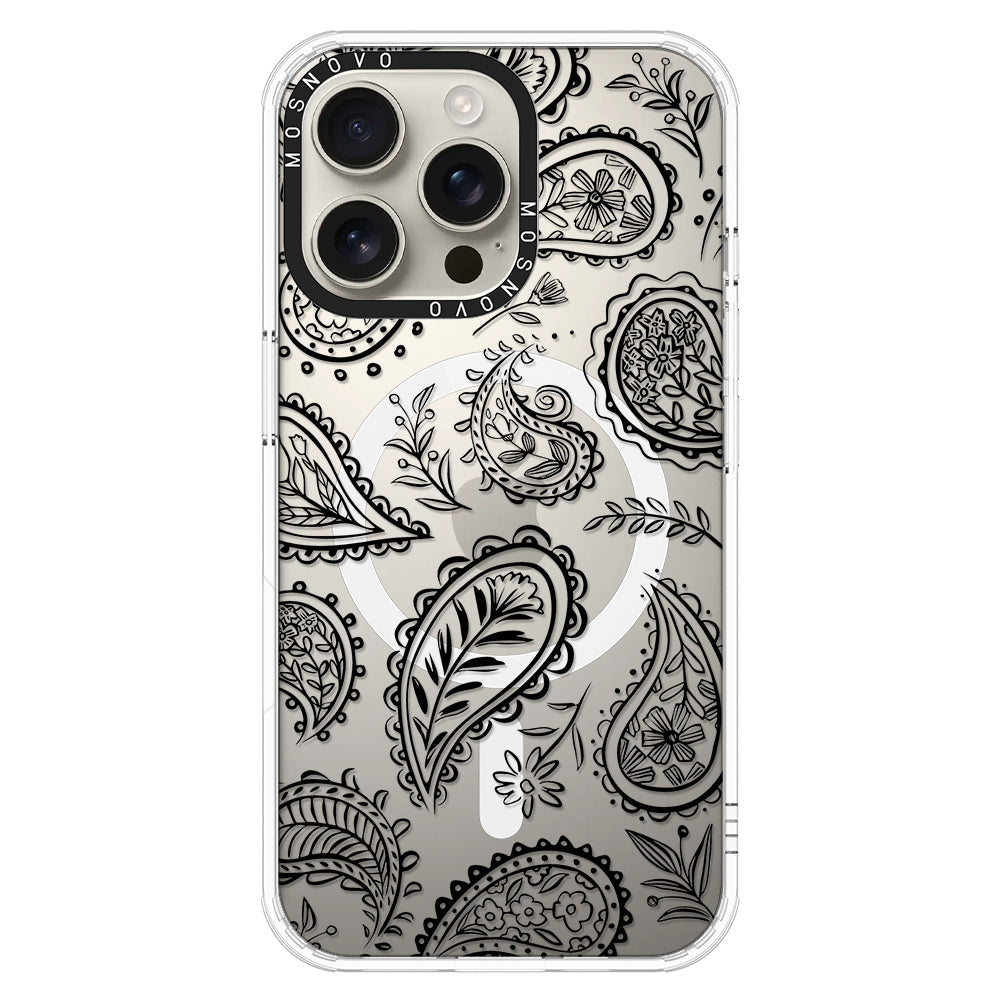 Black Paisley Phone Case - iPhone 16 Pro Max Case - MOSNOVO