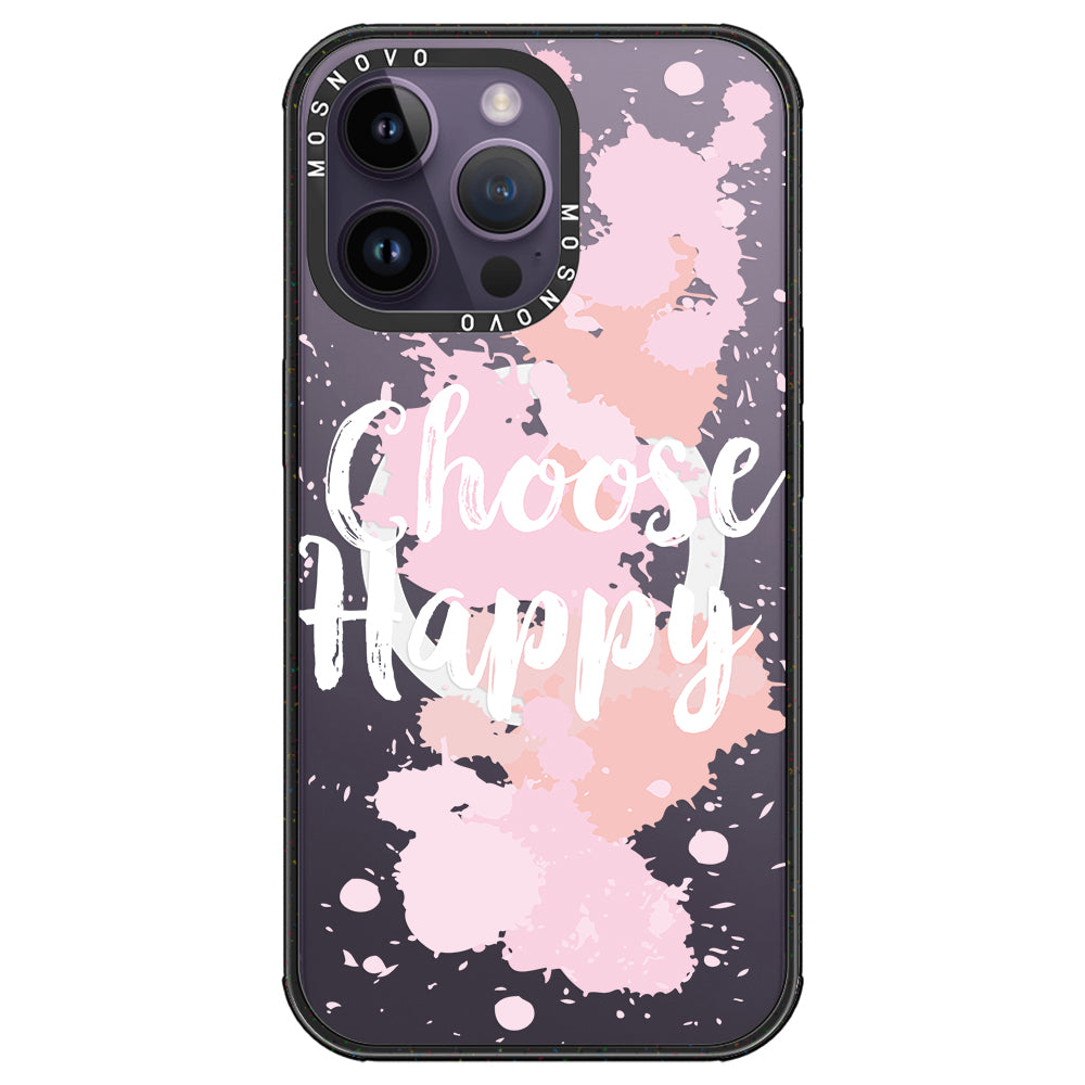 Choose Happy Phone Case - iPhone 14 Pro Max Case Clear Black ShockStone With MagSafe