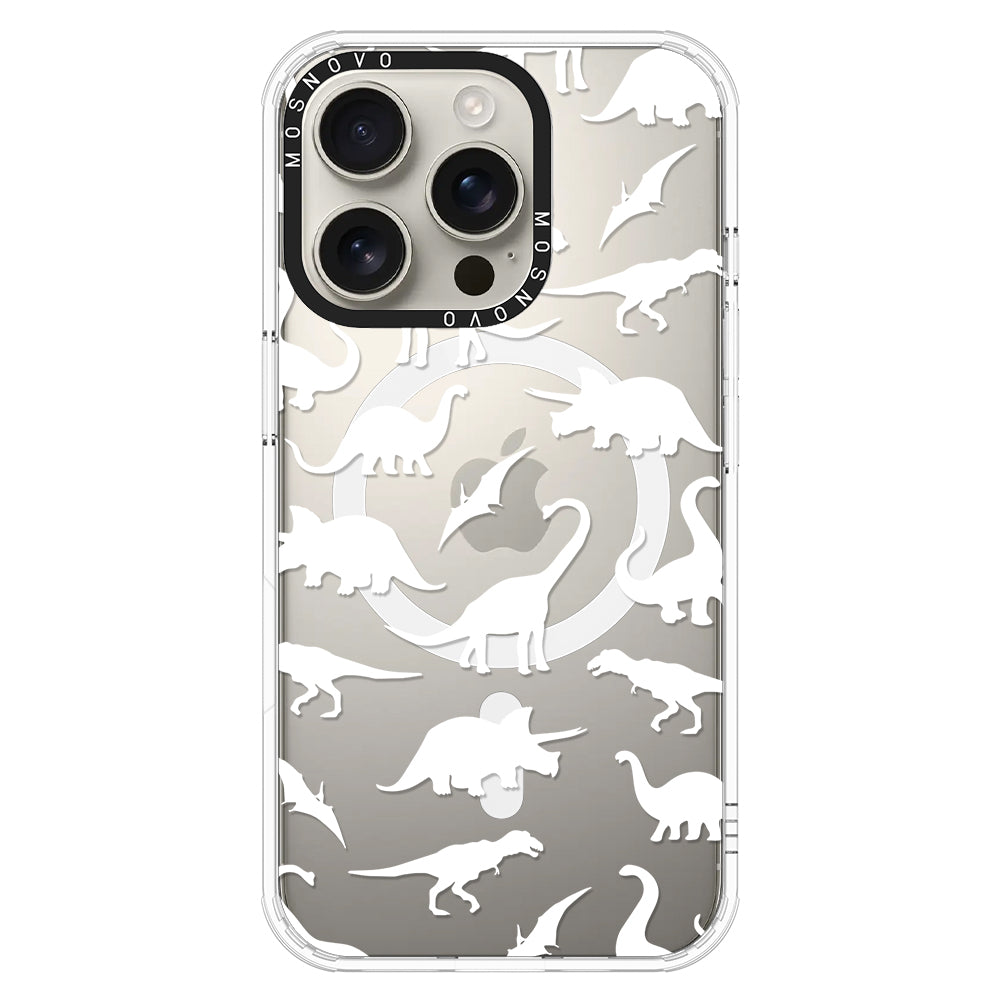 White Dinosaur Phone Case - iPhone 16 Pro Case - MOSNOVO