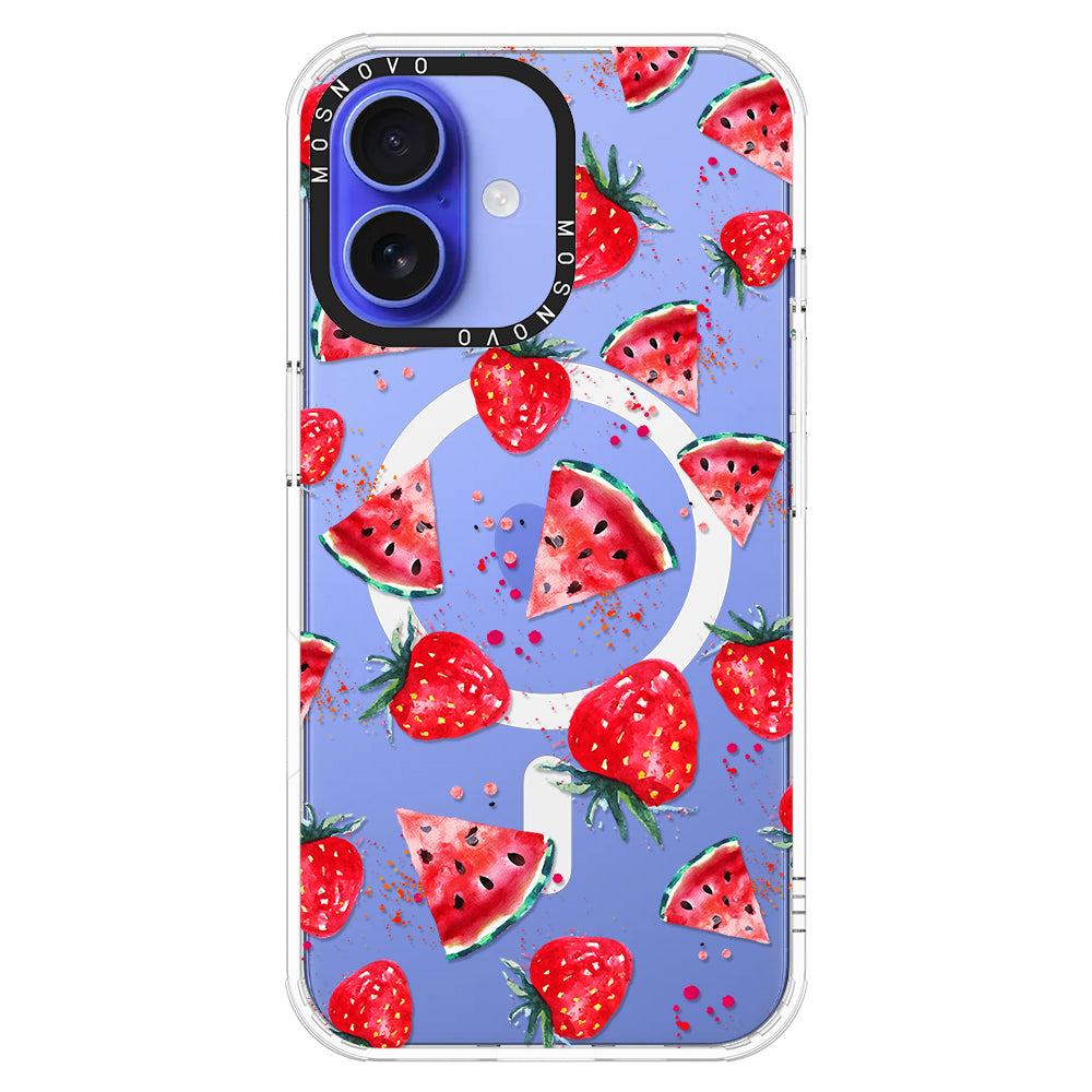 Watermelon and Strawberry Phone Case - iPhone 16 Case - MOSNOVO