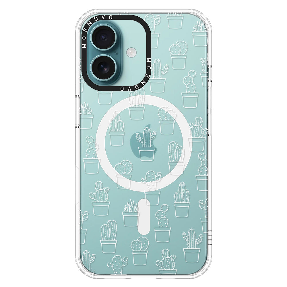 White Potted Cactus Phone Case - iPhone 16 Case - MOSNOVO