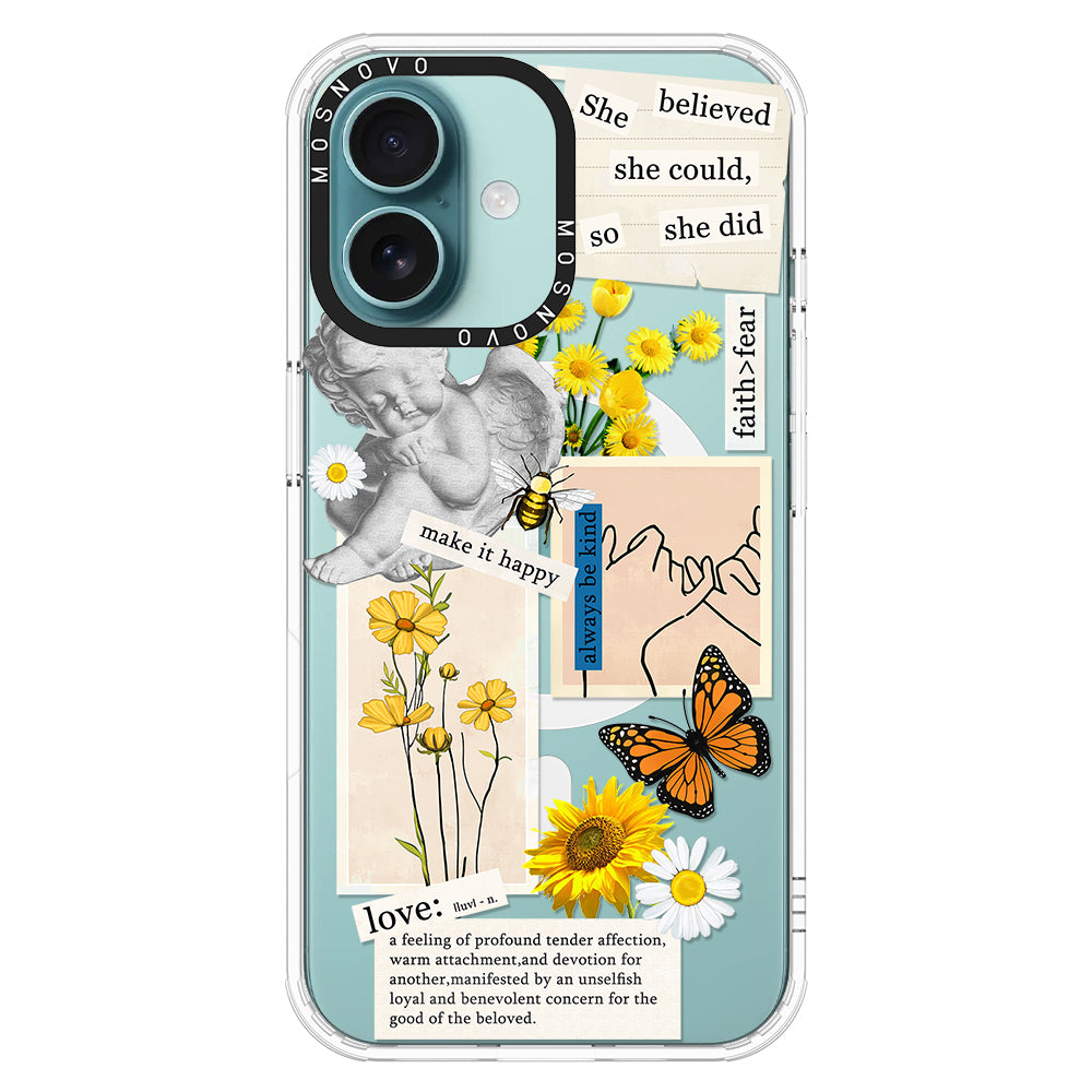 Vintage Collage Sunflower Butterfly Phone Case - iPhone 16 Case - MOSNOVO