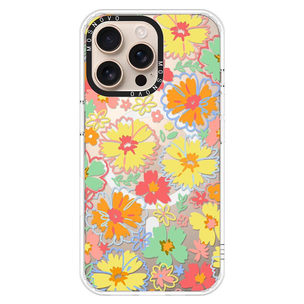 Retro Boho Hippie Flowers Phone Case - iPhone 16 Pro Max Case - MOSNOVO