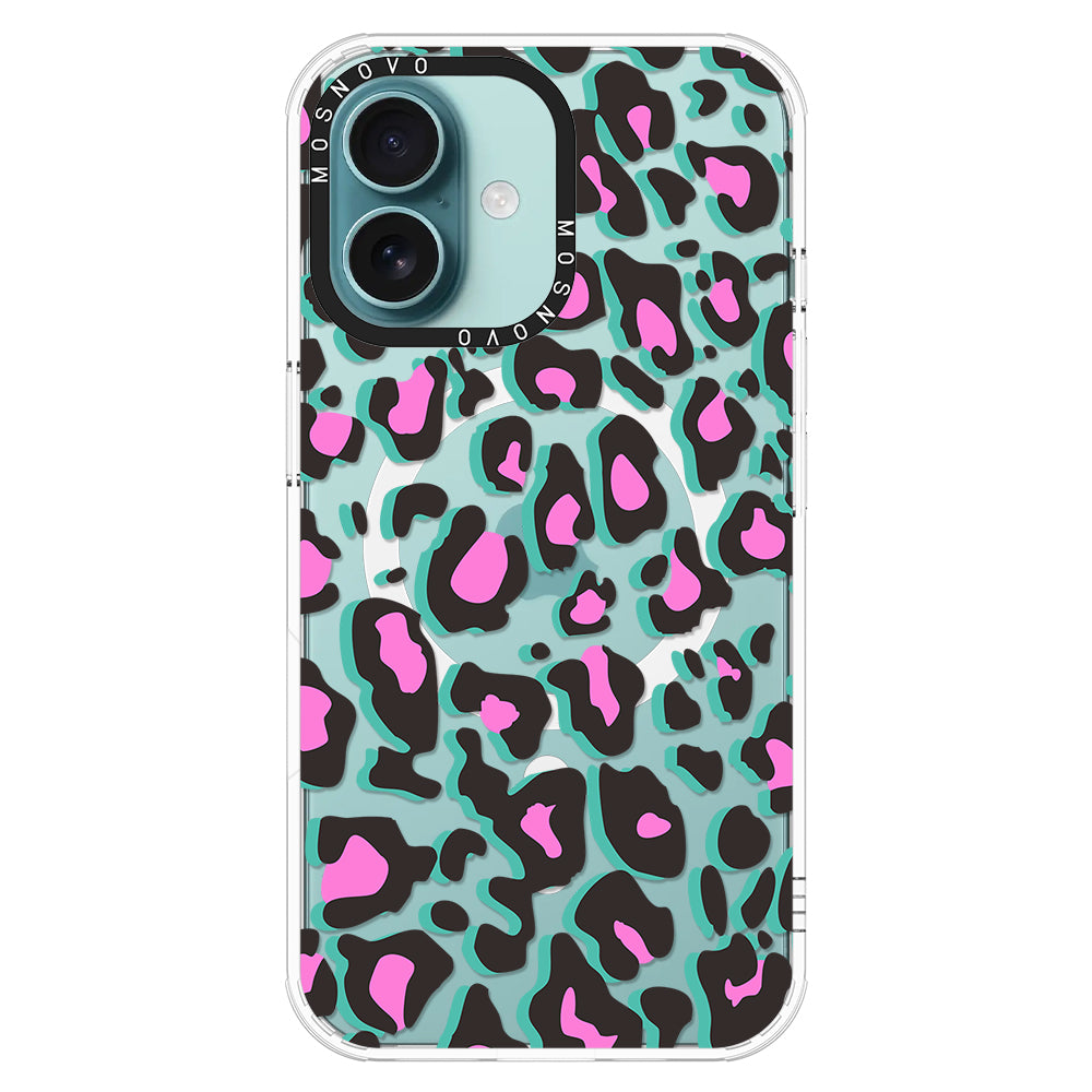 Hot Pink Leopard Print Phone Case - iPhone 16 Plus Case - MOSNOVO