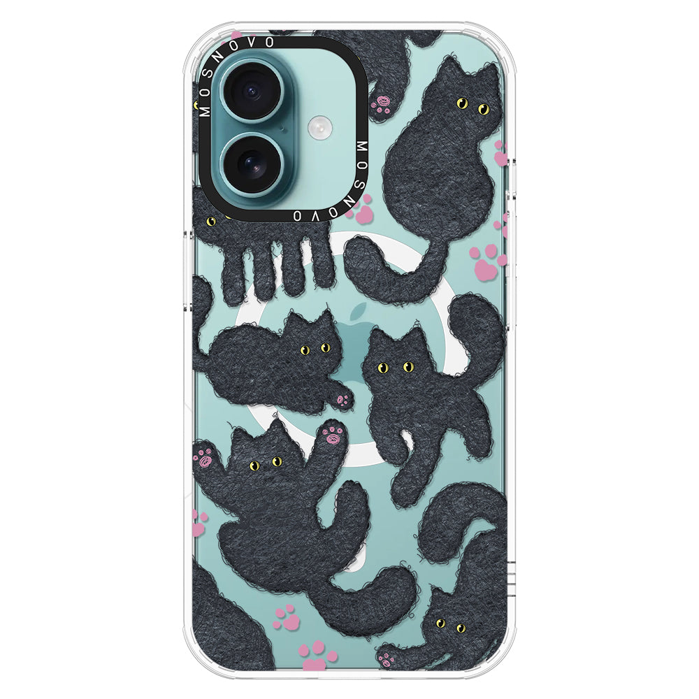 Black Furry Cat Phone Case - iPhone 16 Case