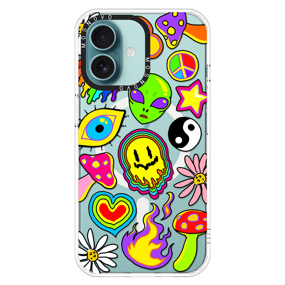 Hippie Rainbow Face Love Phone Case - iPhone 16 Case - MOSNOVO