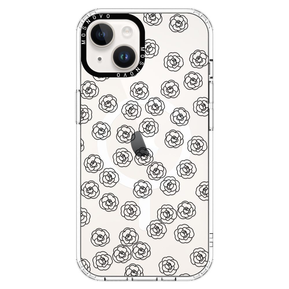 Linear Camelia Flower Phone Case - iPhone 14 Case