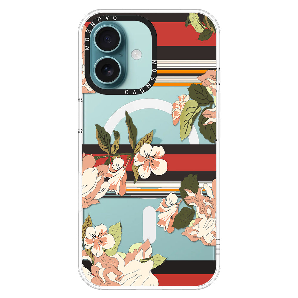 Classic Stripe Floral Phone Case - iPhone 16 Plus Case - MOSNOVO