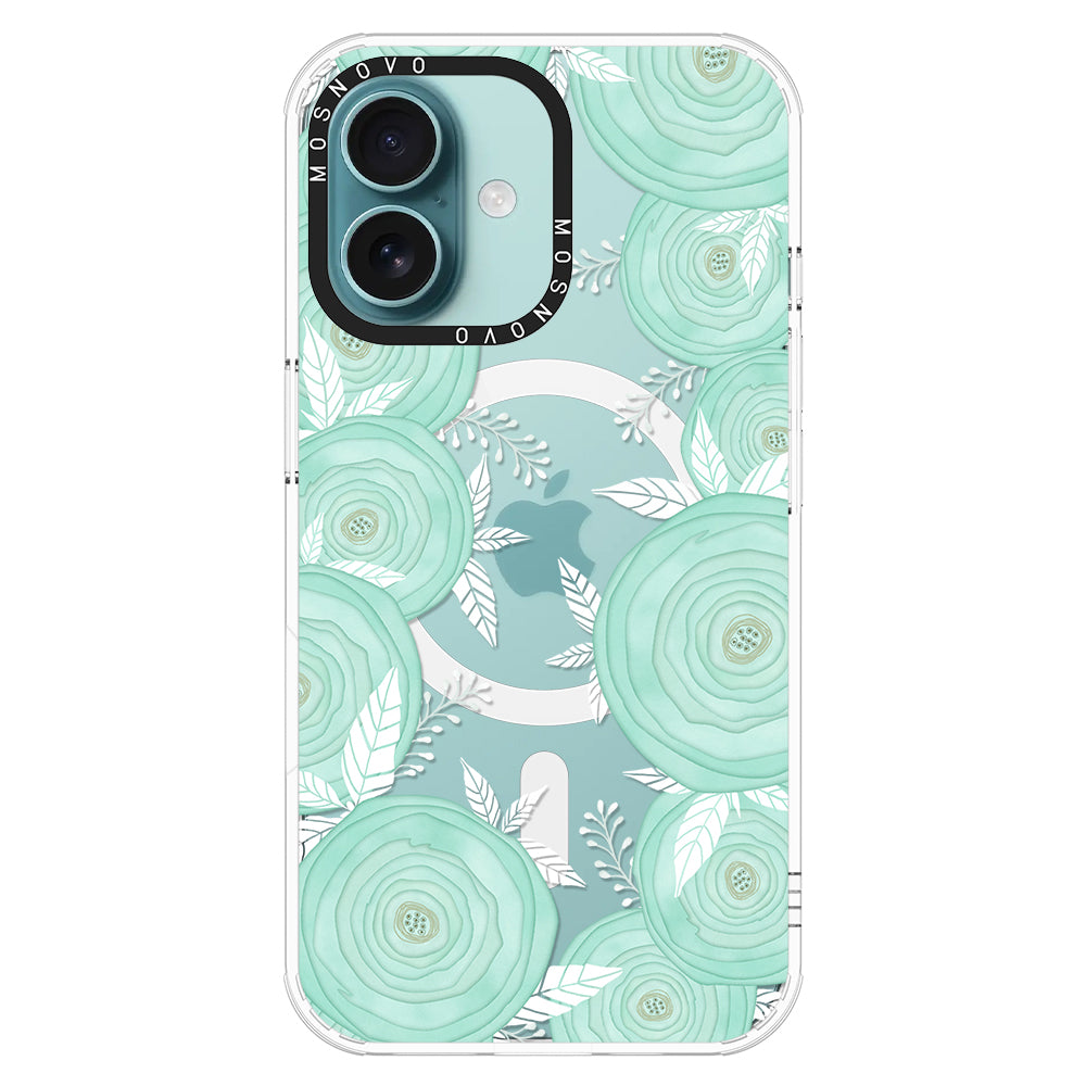 Mint Flower Phone Case - iPhone 16 Plus Case - MOSNOVO