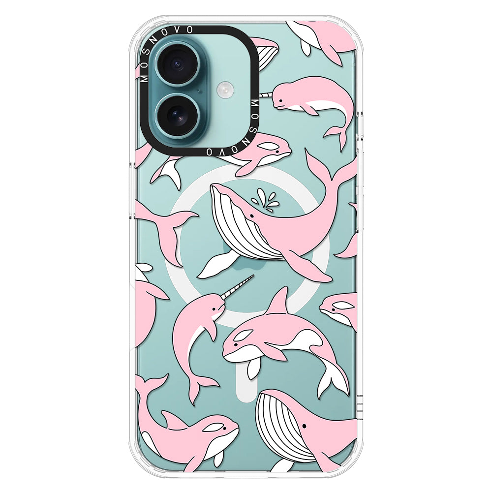 Pink Whales Phone Case - iPhone 16 Case - MOSNOVO