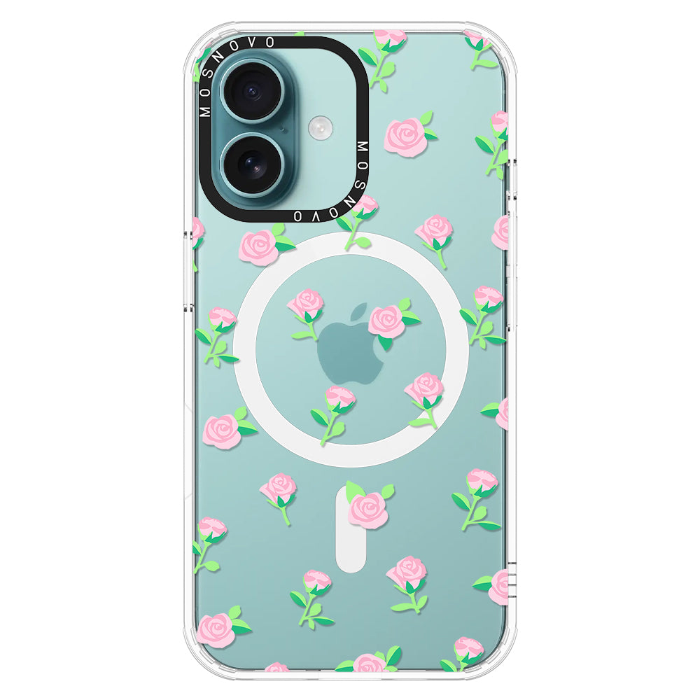 Pink Rose Floral Phone Case - iPhone 16 Case - MOSNOVO