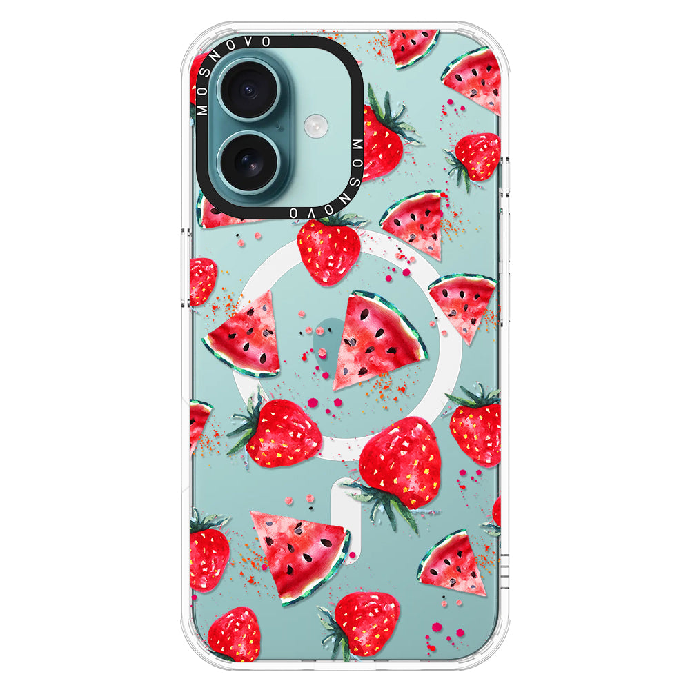 Watermelon and Strawberry Phone Case - iPhone 16 Case - MOSNOVO