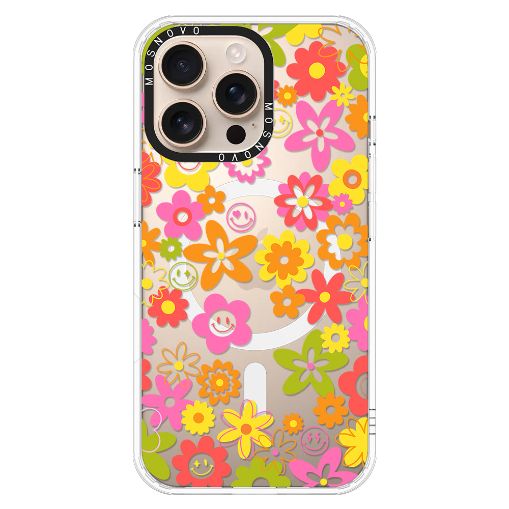 70's Groovy Floral Phone Case - iPhone 16 Pro Max Case - MOSNOVO