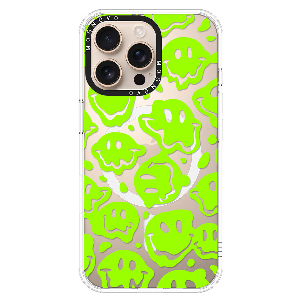 Distorted Green Smiles Face Phone Case - iPhone 16 Pro Max Case - MOSNOVO