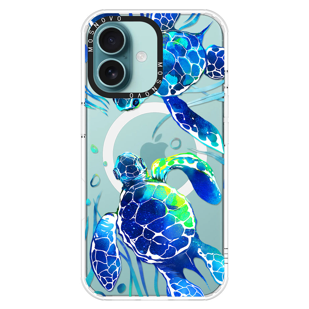 Blue Sea Turtle Phone Case - iPhone 16 Plus Case - MOSNOVO