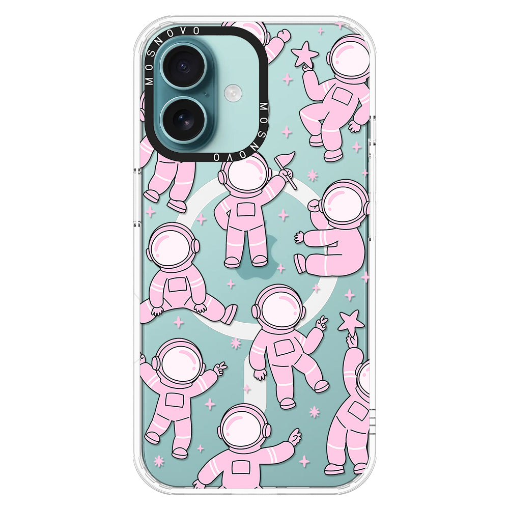 Pink Astronaut Phone Case - iPhone 16 Case - MOSNOVO