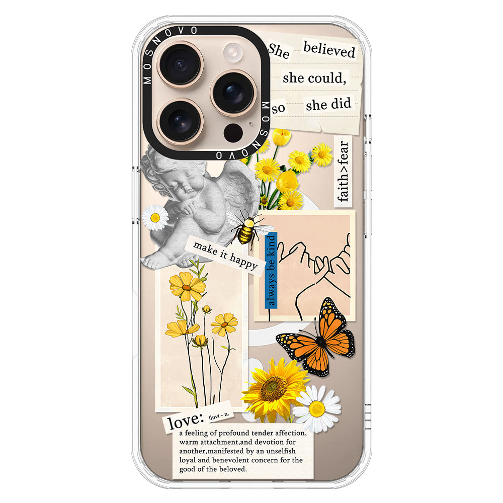 Vintage Collage Sunflower Butterfly Phone Case - iPhone 16 Pro Max Case - MOSNOVO