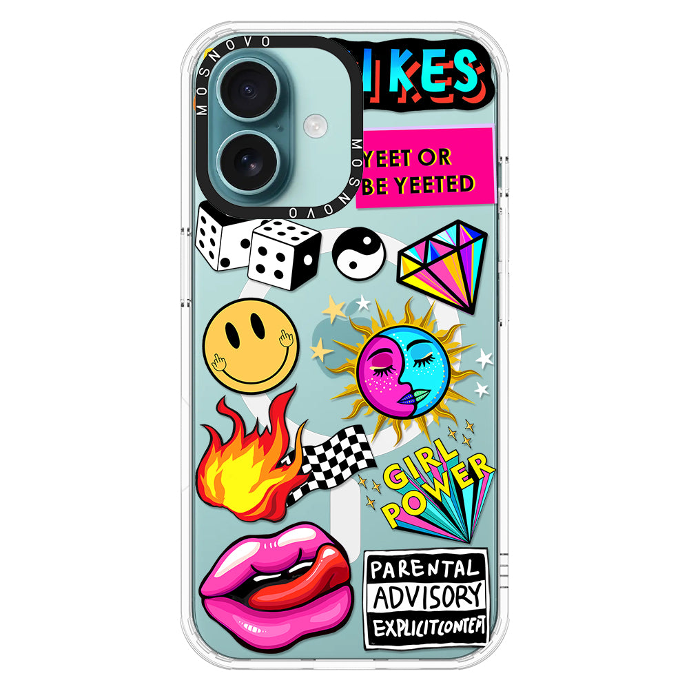 Funky Stickers Phone Case - iPhone 16 Plus Case - MOSNOVO