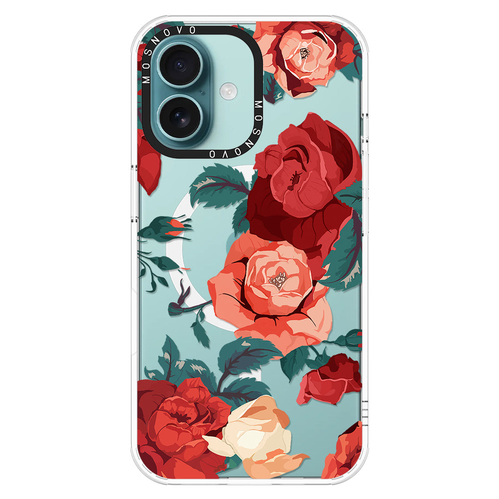 Vintage Red Rose Phone Case - iPhone 16 Case - MOSNOVO