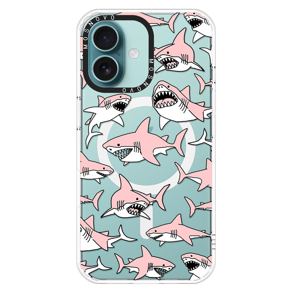 Pink Shark Phone Case - iPhone 16 Plus Case - MOSNOVO