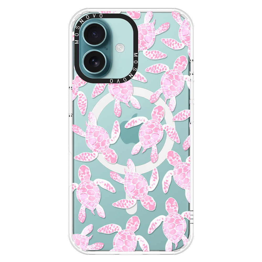 Pink Turtle Phone Case - iPhone 16 Plus Case - MOSNOVO