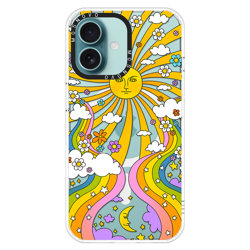 Rainbow Sun and Moon Phone Case - iPhone 16 Case - MOSNOVO