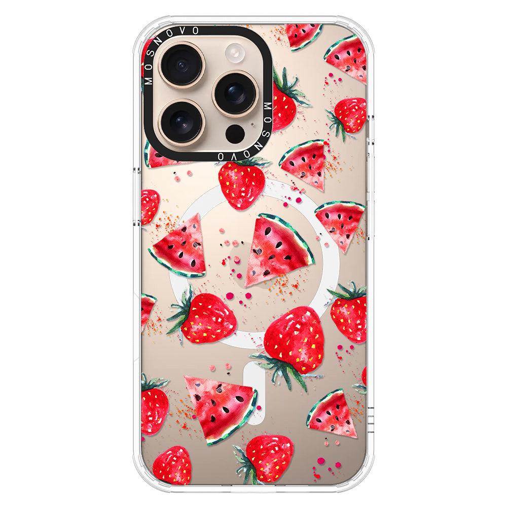 Watermelon and Strawberry Phone Case - iPhone 16 Pro Max Case - MOSNOVO