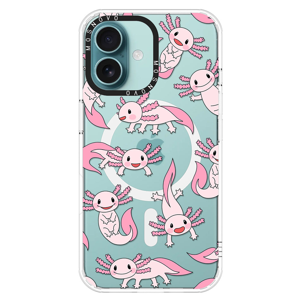 Pink Axolotl Phone Case - iPhone 16 Plus Case - MOSNOVO