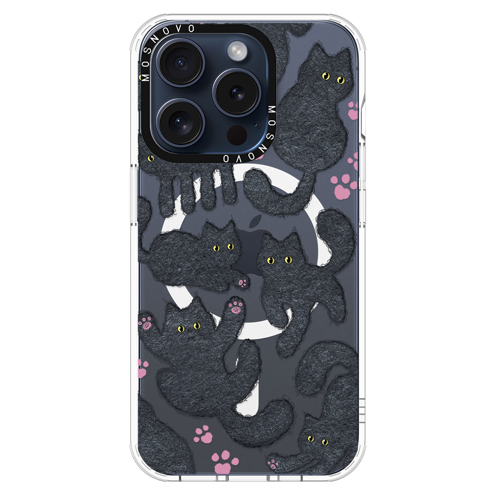 Black Furry Cat Phone Case - iPhone 15 Pro Case