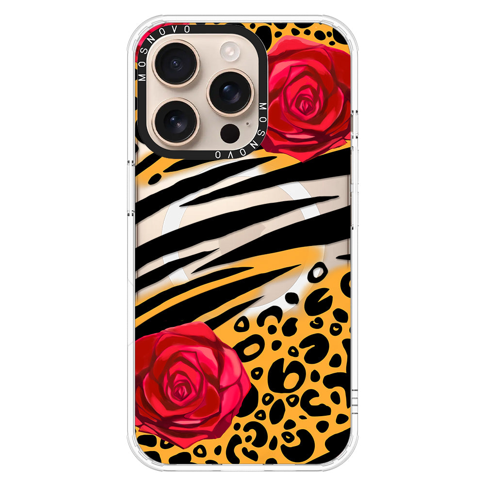 Wild Floral Leopard Phone Case - iPhone 16 Pro Case - MOSNOVO