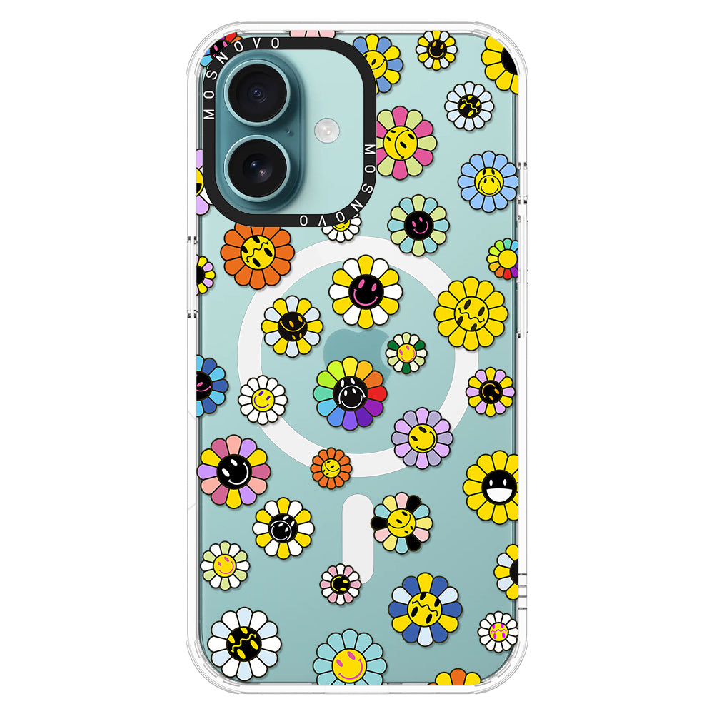 Flower Smiley Face Phone Case - iPhone 16 Plus Case - MOSNOVO