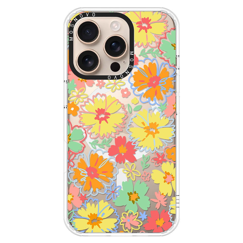 Retro Boho Hippie Flowers Phone Case - iPhone 16 Pro Case - MOSNOVO