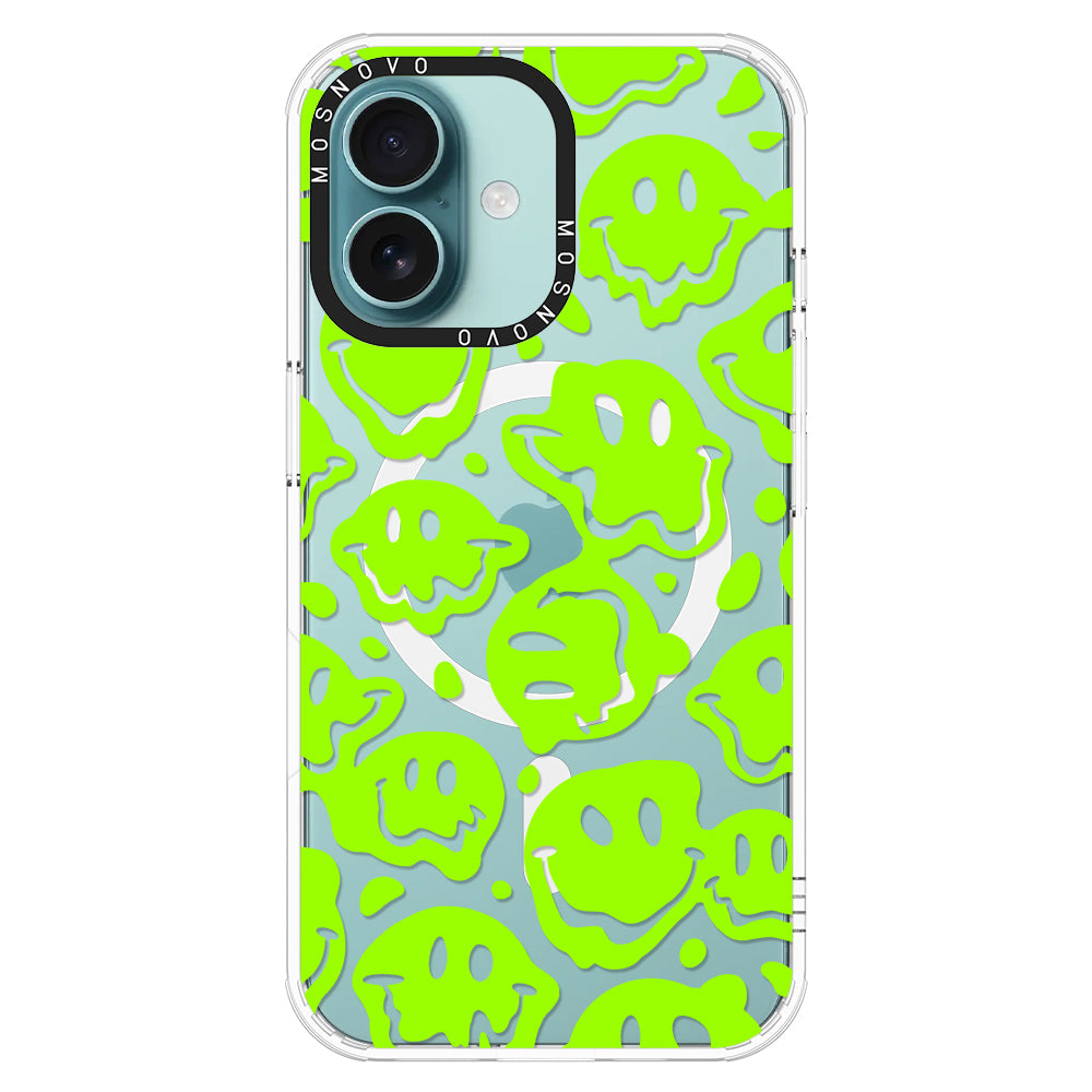 Distorted Green Smiles Face Phone Case - iPhone 16 Case - MOSNOVO