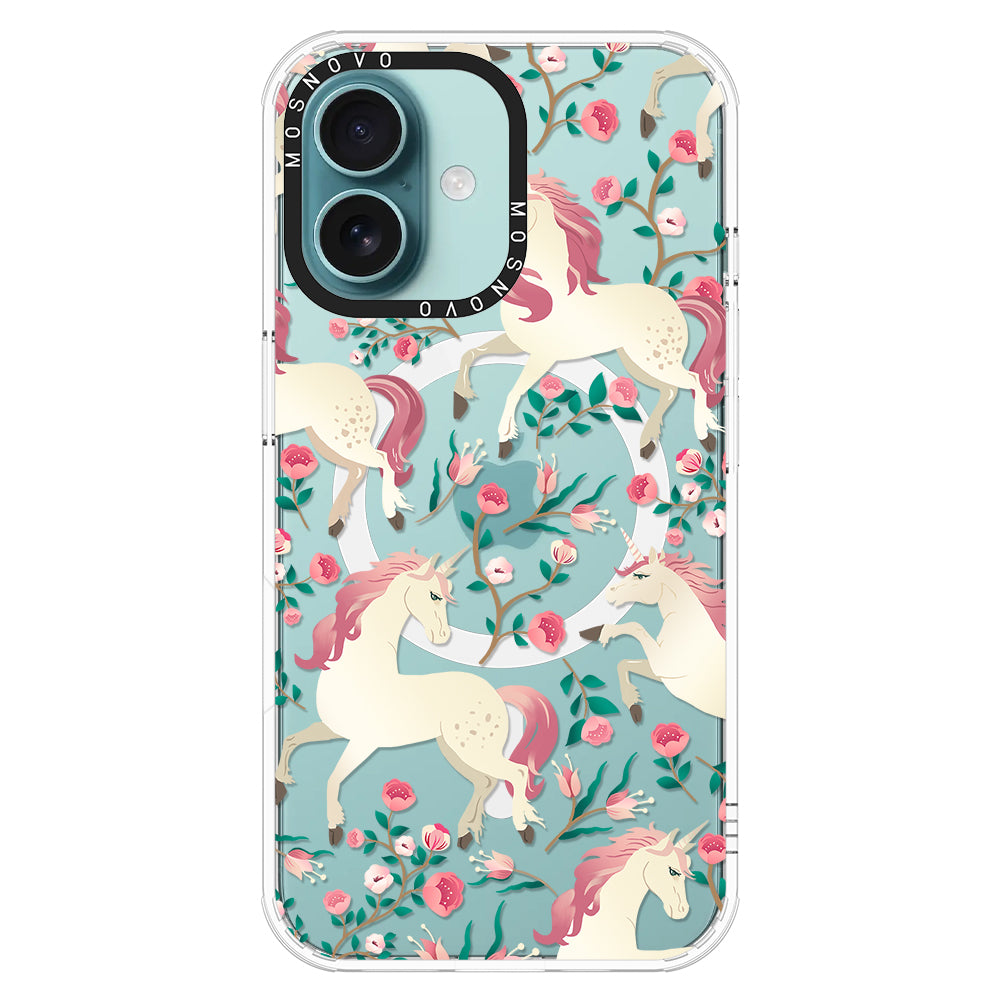 Unicorn with Floral Phone Case - iPhone 16 Plus Case - MOSNOVO