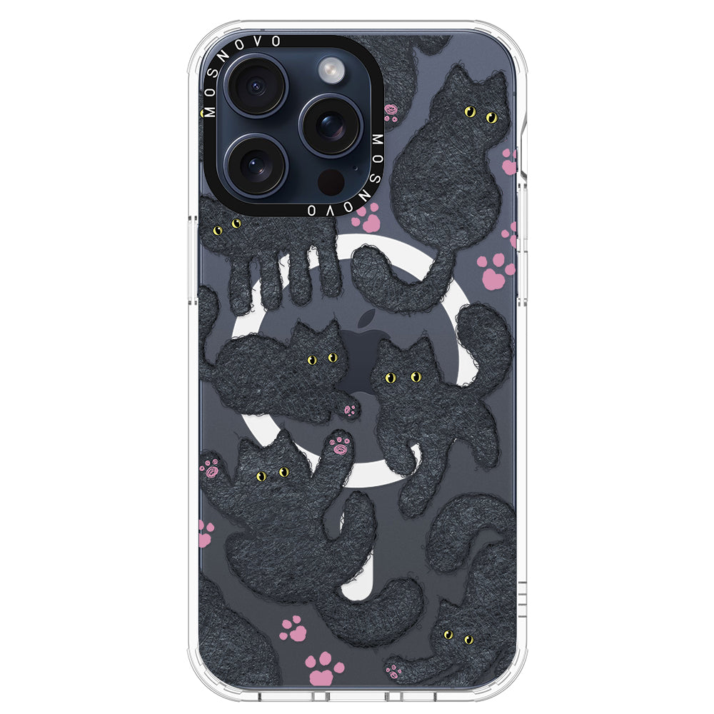 Black Furry Cat Phone Case - iPhone 15 Pro Max Case