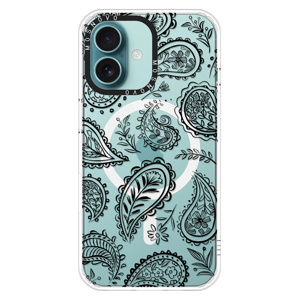 Black Paisley Phone Case - iPhone 16 Case - MOSNOVO