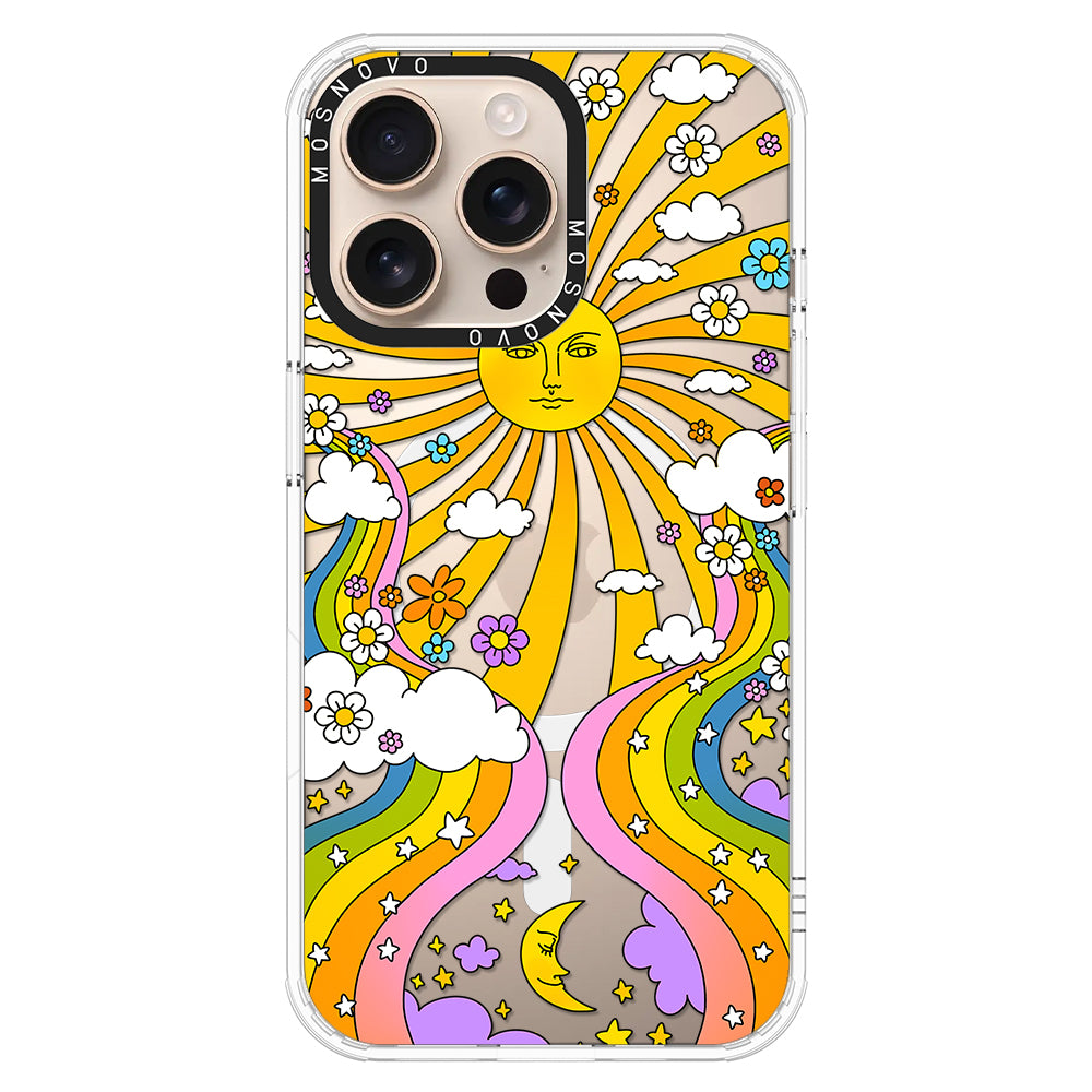 Rainbow Sun and Moon Phone Case - iPhone 16 Pro Max Case - MOSNOVO